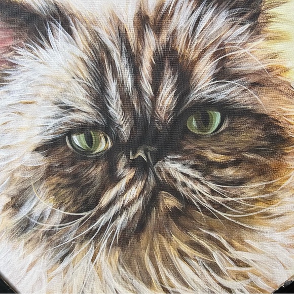 Persian Cat giclee art Carolee Vitaletti NWT 13”x13” wood frame grumpy cat - Picture 2 of 9